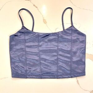 Aeropostale Satin Cropped Corset Tank Top Women Sz S Blue Y2K Bralette Coquette